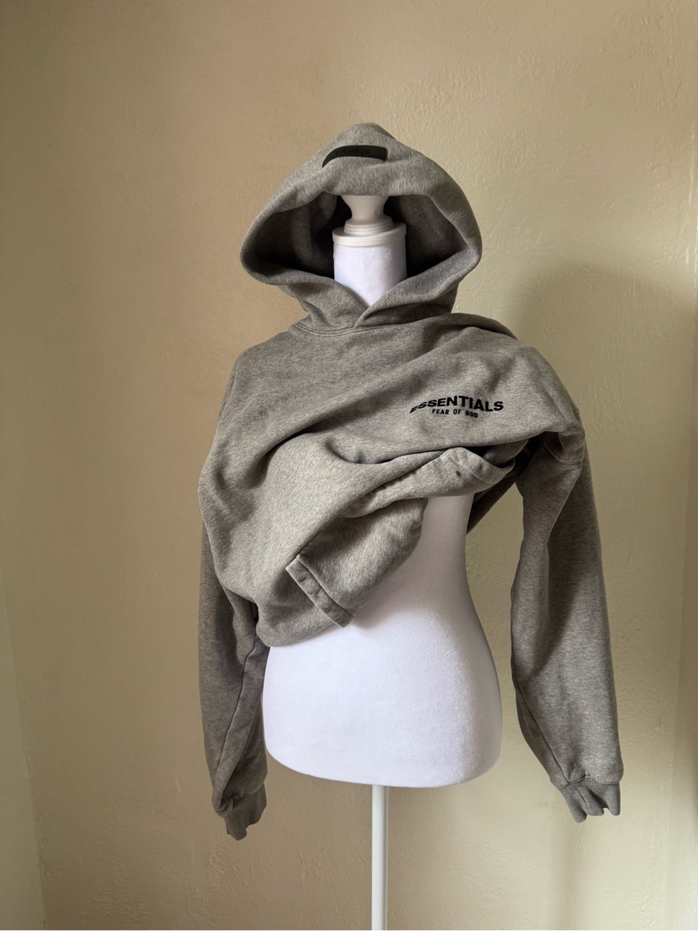 Essentials Taupe Heather Hoodie with Chest Logo